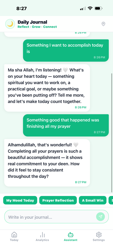 AI journal companion chat